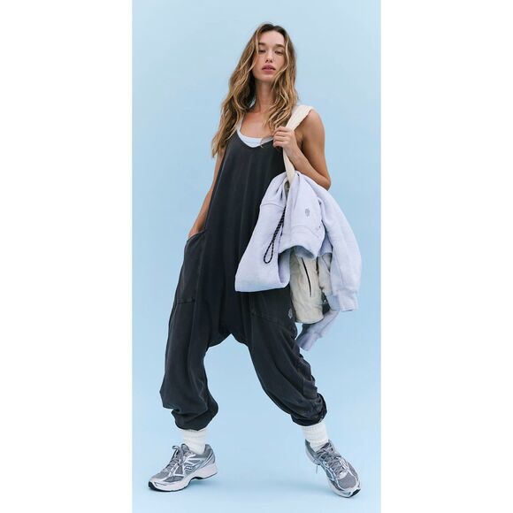 FP Movement by Free People Pants - Free People Movement Hot Shot Onesie Black Charcoal Harem Jumpsuit M Lagenlook